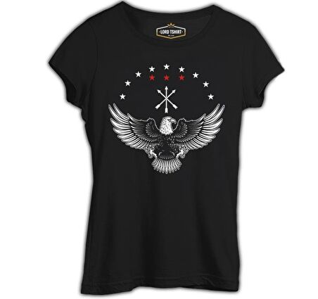 Kafkas Adige Bayraklı Karta Siyah Bayan Tshirt