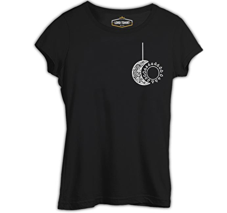 Mandala - Ay ve Güneş Siyah Bayan Tshirt