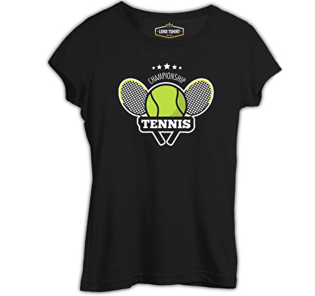 Tenis Şampiyonası Siyah Bayan Tshirt
