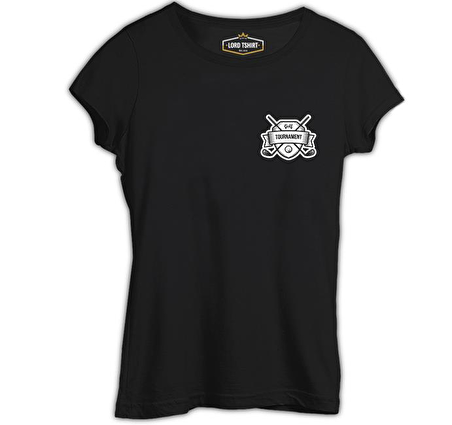 Golf Kulübü - Turnuva Siyah Bayan Tshirt