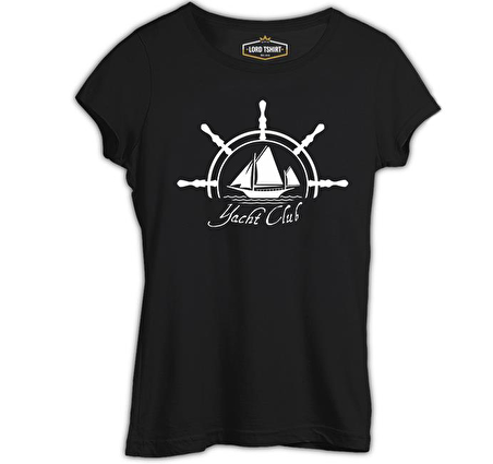 Yat Kulübü - Yatch Club Siyah Bayan Tshirt
