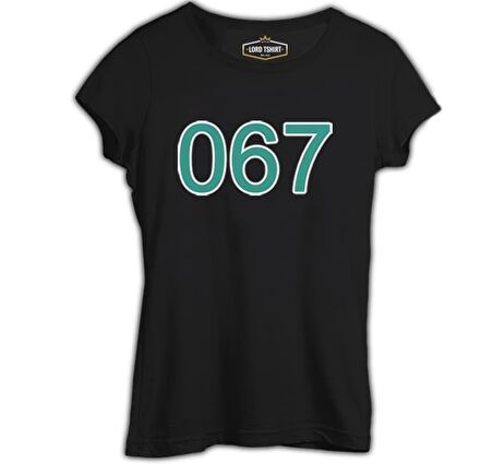 Squid Game-Number 067 Siyah Bayan Tshirt