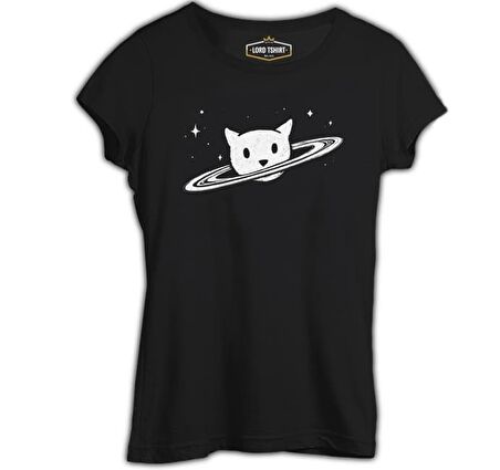 Saturn - Kedi Siyah Bayan Tshirt