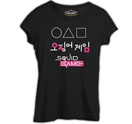 Squid Game - Üçgen Siyah Bayan Tshirt
