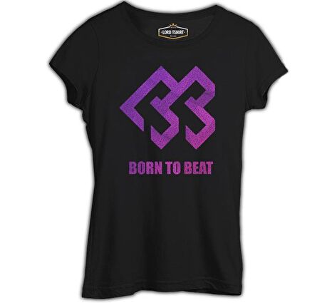 Born to Beat - Logo Grain Siyah Bayan Tshirt