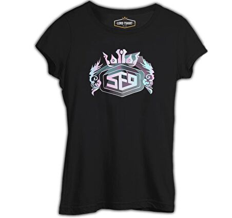 SF9 - Logo Crown Siyah Bayan Tshirt