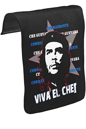 Che Guevara - Viva Unisex Siyah Tak-Çıkar Postacı Çanta Kapağı CK-101