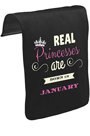 Real Princesses are born in January Unisex Siyah Tak-Çıkar Postacı Çanta Kapağı CK-1037