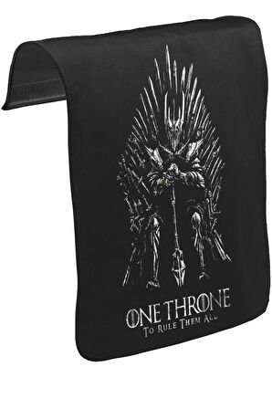 One Throne - Rule Them All Unisex Siyah Tak-Çıkar Postacı Çanta Kapağı CK-1061