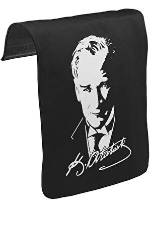 Atatürk - Portre Unisex Siyah Tak-Çıkar Postacı Çanta Kapağı CK-1158