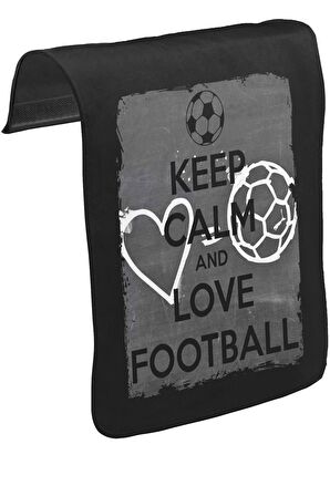 Keep Calm and Love Football Unisex Siyah Tak-Çıkar Postacı Çanta Kapağı CK-1209