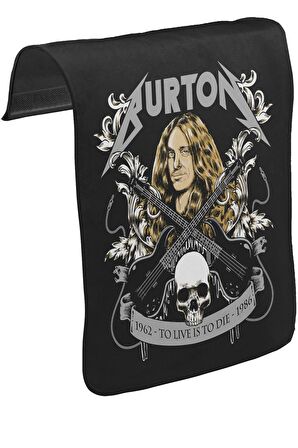 Cliff Burton - To Live Is To Die Unisex Siyah Tak-Çıkar Postacı Çanta Kapağı CK-1214