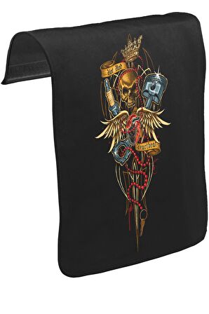 Motosiklet - Heartbeat Unisex Siyah Tak-Çıkar Postacı Çanta Kapağı CK-126