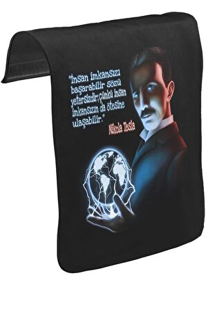 Tesla - Impossible Unisex Siyah Tak-Çıkar Postacı Çanta Kapağı CK-1286
