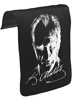 Atatürk - Portre  Unisex Siyah Tak-Çıkar Postacı Çanta Kapağı CK-1347