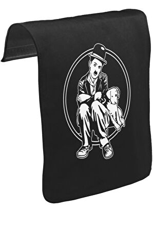 Charlie Chaplin - Köpeğin Hayatı Unisex Siyah Tak-Çıkar Postacı Çanta Kapağı CK-1365