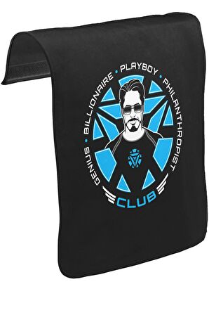 Tony Stark - Club Unisex Siyah Tak-Çıkar Postacı Çanta Kapağı CK-1378