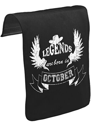 Legends Born in October - Hat Unisex Siyah Tak-Çıkar Postacı Çanta Kapağı CK-1382