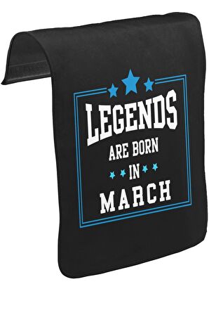 Legends Born in March Unisex Siyah Tak-Çıkar Postacı Çanta Kapağı CK-1456