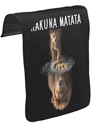 Hakuna Matata - Aslan Unisex Siyah Tak-Çıkar Postacı Çanta Kapağı CK-1484