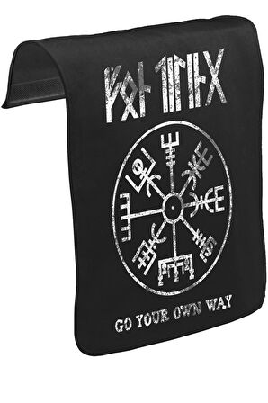 Vikings - Kuzey Pusulası Unisex Siyah Tak-Çıkar Postacı Çanta Kapağı CK-1487