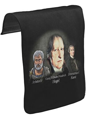 Hegel Aristo Kant  Unisex Siyah Tak-Çıkar Postacı Çanta Kapağı CK-1491