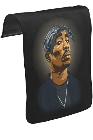 Tupac Shakur - Necklace Unisex Siyah Tak-Çıkar Postacı Çanta Kapağı CK-1548