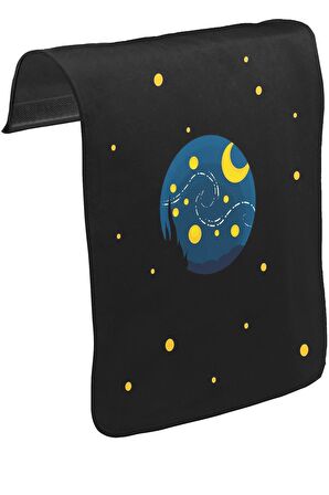 Planet and Moon Unisex Siyah Tak-Çıkar Postacı Çanta Kapağı CK-1591