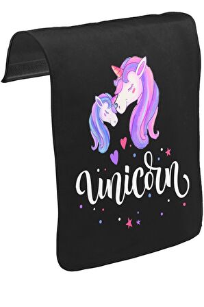 Unicorn Anneler Günü Siyah Tak-Çıkar Unisex Tshirt CK-1636
