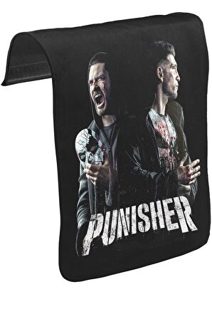 Punisher - Fight Unisex Siyah Tak-Çıkar Postacı Çanta Kapağı CK-1643