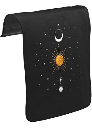 Güneş Ay ve Yıldızlar Unisex Siyah Tak-Çıkar Postacı Çanta Kapağı CK-1693