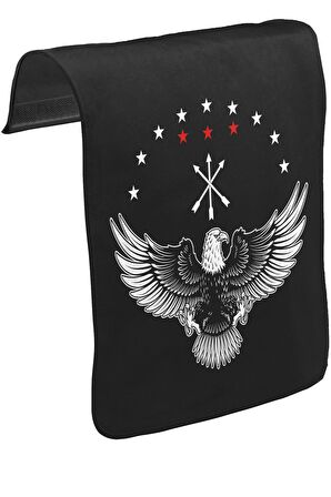 Kafkas Adige Bayraklı Karta Unisex Siyah Tak-Çıkar Postacı Çanta Kapağı CK-1711