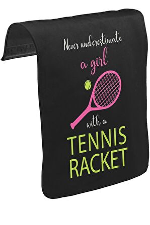 Tenis - Kız Pembe Raket Unisex Siyah Tak-Çıkar Postacı Çanta Kapağı CK-1730