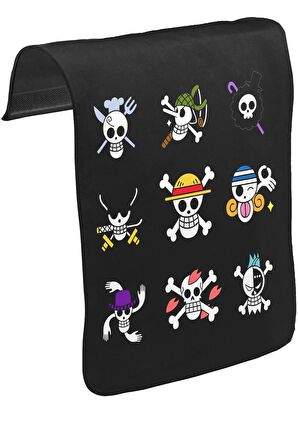 One Piece - Character Flags Unisex Siyah Tak-Çıkar Postacı Çanta Kapağı CK-275