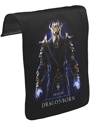 Skyrim - Dragonborn Unisex Siyah Tak-Çıkar Postacı Çanta Kapağı CK-295