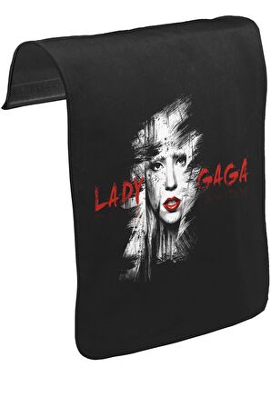 Lady Gaga - Face Unisex Siyah Tak-Çıkar Postacı Çanta Kapağı CK-391