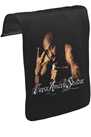 Tupac Shakur Unisex Siyah Tak-Çıkar Postacı Çanta Kapağı CK-434