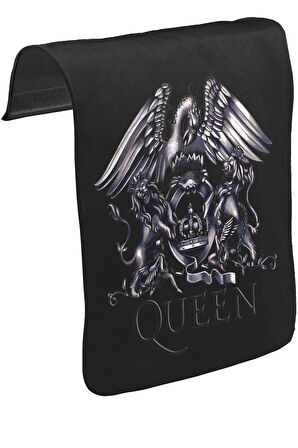 Queen Logo Unisex Siyah Tak-Çıkar Postacı Çanta Kapağı CK-469