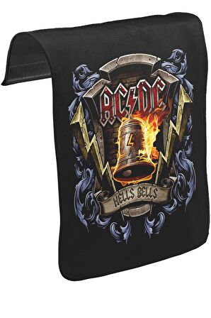 AC DC Hells Bells Unisex Siyah Tak-Çıkar Postacı Çanta Kapağı CK-5