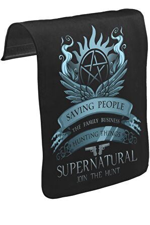 Supernatural - Join the Hunt Unisex Siyah Tak-Çıkar Postacı Çanta Kapağı CK-522