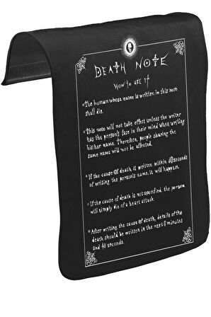 Death Note - How to Use It Unisex Siyah Tak-Çıkar Postacı Çanta Kapağı CK-551