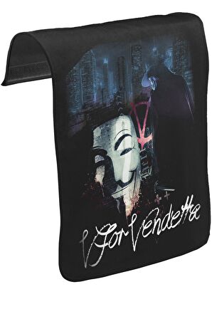 V for Vendetta Unisex Siyah Tak-Çıkar Postacı Çanta Kapağı CK-56