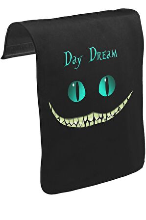 Alice in Wonderland - Cat Unisex Siyah Tak-Çıkar Postacı Çanta Kapağı CK-623