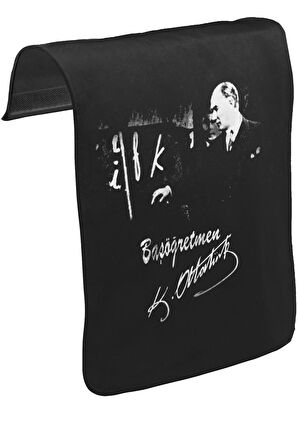 Başöğretmen Atatürk - Öğretmenler Günü Unisex Siyah Tak-Çıkar Postacı Çanta Kapağı CK-706