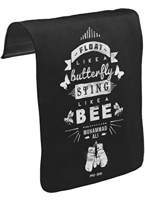 Muhammad Ali - Sting Like a Bee Unisex Siyah Tak-Çıkar Postacı Çanta Kapağı CK-821