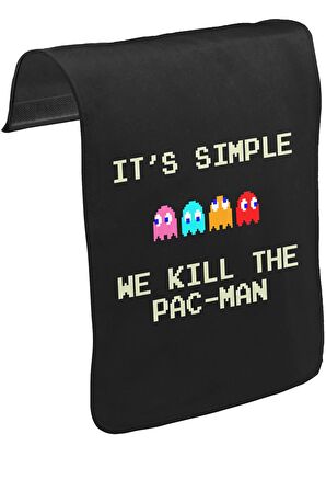 We Kill the Pac-Man Unisex Siyah Tak-Çıkar Postacı Çanta Kapağı CK-825