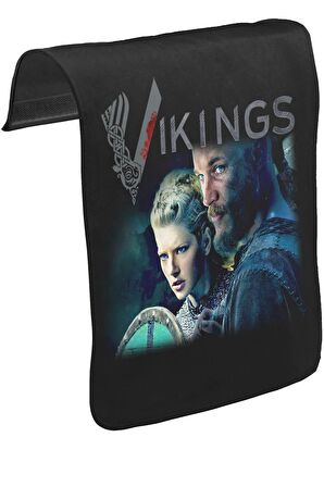 Vikings - Ragnar & Lagertha Unisex Siyah Tak-Çıkar Postacı Çanta Kapağı CK-859