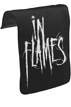 In Flames - Logo Unisex Siyah Tak-Çıkar Postacı Çanta Kapağı CK-894