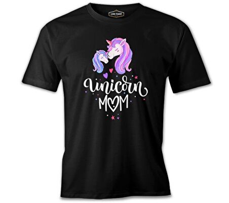 Unicorn Mom Anneler Günü Siyah Unisex Tshirt