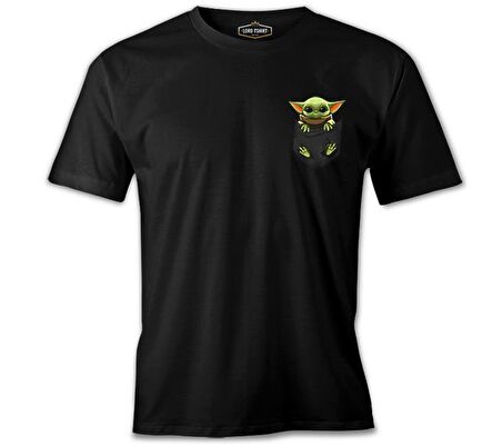 Baby Yoda - Pocket Siyah Erkek Tshirt